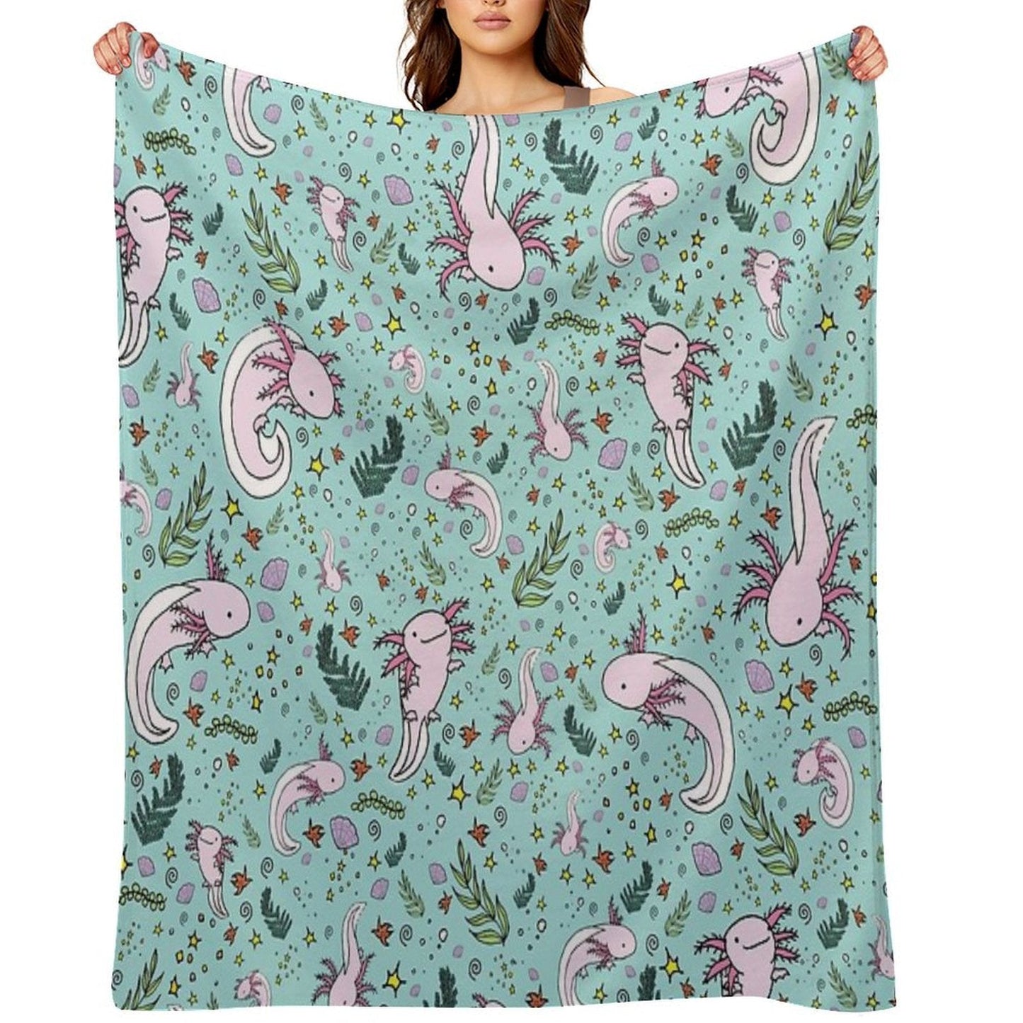 Axolotl Plush Throw Blanket