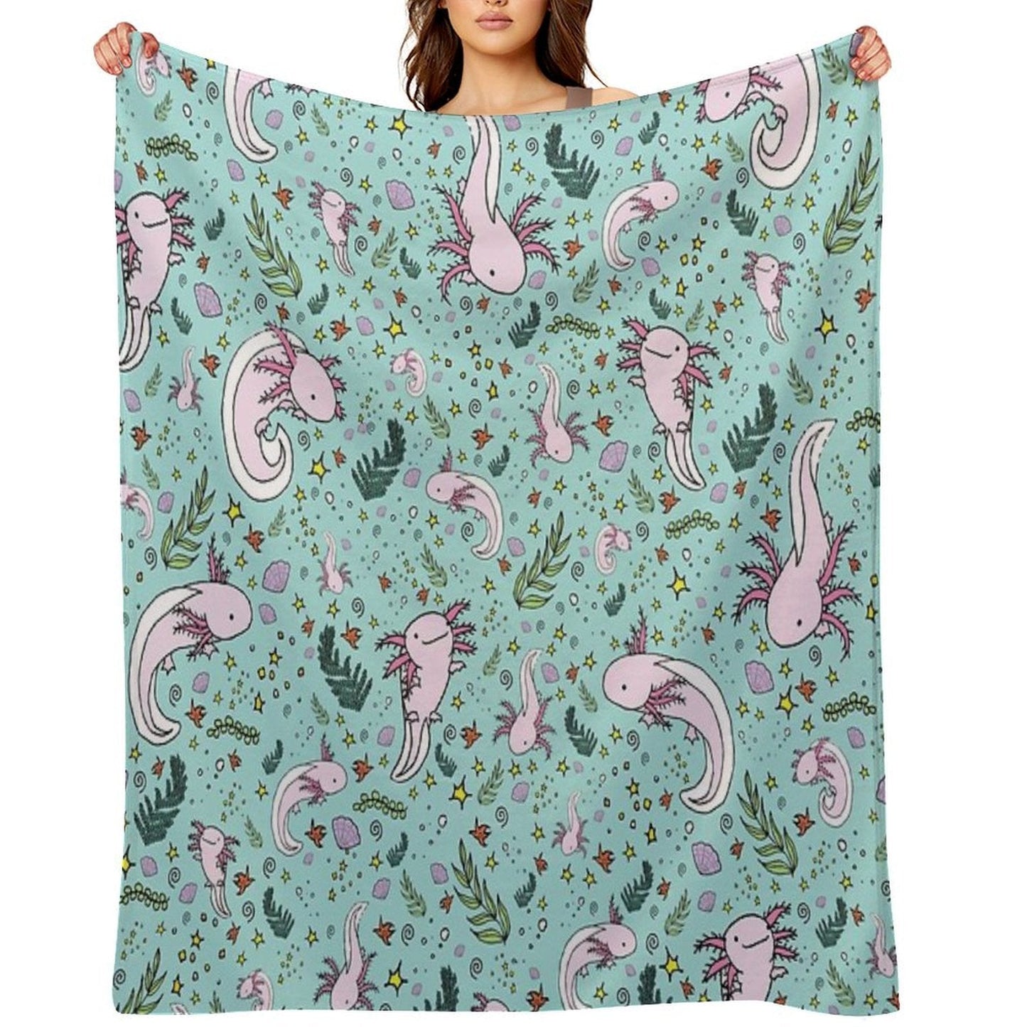 Axolotl Plush Throw Blanket