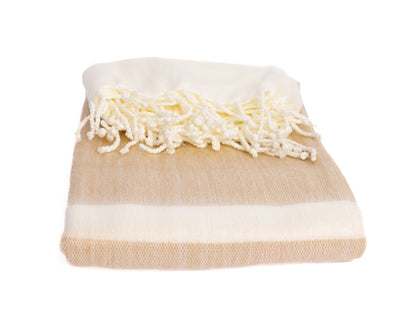 Handwoven Alpaca Throw Blanket From Ecuador - Tobacco & Wheat - Kallpa Collection