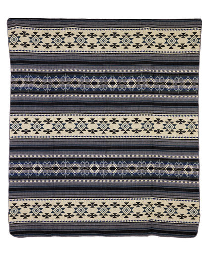 Handwoven Reversible Geometric Blue Gray & Cream Alpaca Throw Blanket - Yachana Collection
