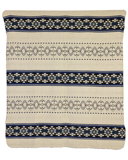 Handwoven Reversible Geometric Blue Gray & Cream Alpaca Throw Blanket - Yachana Collection